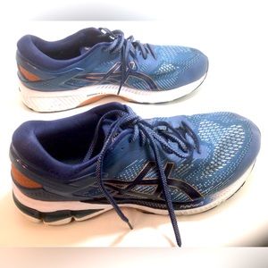 Men’s Asics FlyteFoam Gel Kayano Sneakers 26 Blue, Black, And Copper Size 12